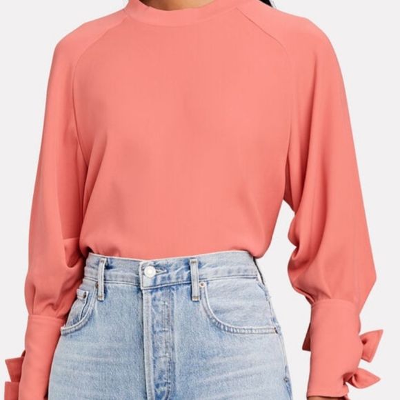 ADEAM Bow Sleeve Crepe Crewneck Top Size M - Picture 2 of 7